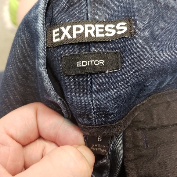 Express Editor Stretch Cropped Wide Leg Pants Dark Blue Wash Woman's Size 6 EUC - Picture 8 of 8